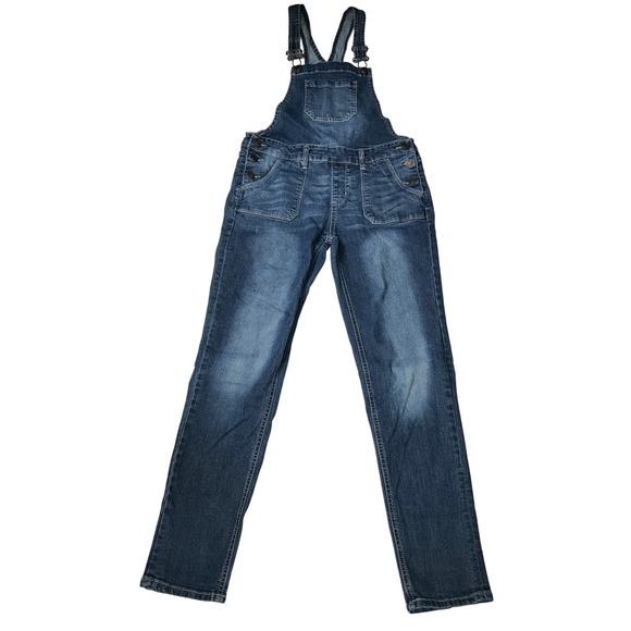 Denim Overalls Kids Adjustable Straps Pockets Dark Wash Blue Jeans Size 16 - Picture 1 of 15